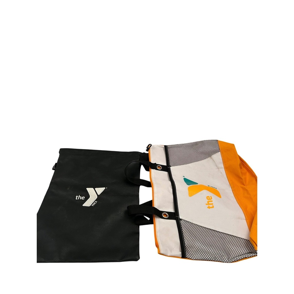YMCA Tote Bag and Drawstring Pouch Set Orange White Black OS Women